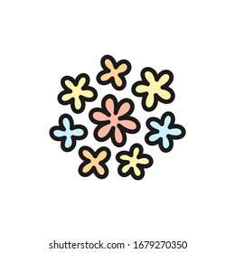 Icono de línea de color plana de las flores de alforfón vectorial.