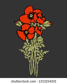 Vector bud of red poppy. Poppy vector illustration