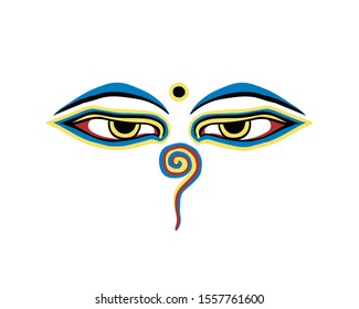 Vector buddha eyes on white background. Nepal symbol
