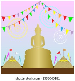 vector Buddha image Songkran festival water festival Thailand happy time 