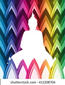 Vector buddha on geometric color background