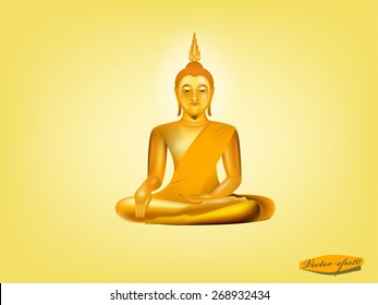 vector buddha on yellow background