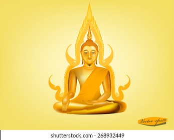 vector buddha on yellow background