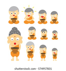 vector buddhist monk  action  cartoon   