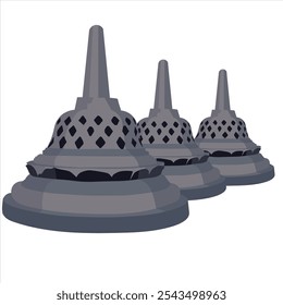 vector of Buddhist stupas made of stone and very common in Indonesia