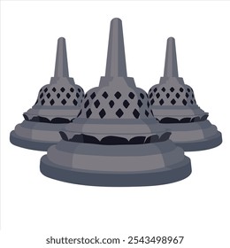 vector of Buddhist stupas made of stone and very common in Indonesia