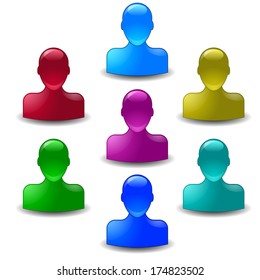 vector buddy icons in different colors