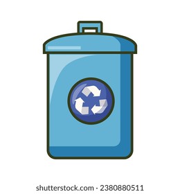 Vector b;ue recycle bin on white background.