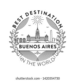 Vector Buenos Aires City Badge, Linear Style