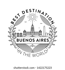 Vector Buenos Aires City Badge, Linear Style