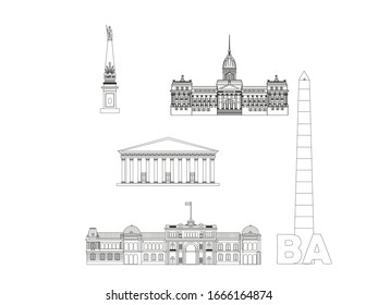 vector of Buenos Aires city buildings in Argentina