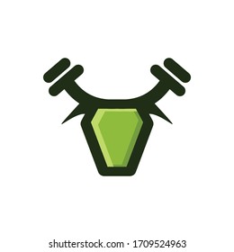 vector buffalo and barbell with a minimalist modern concept