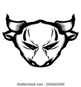 Vector of a buffalo head design on transparent background. Wild Animals. Easy editable layered vector illustration. Perfect for logos, stickers, tattoos, icons