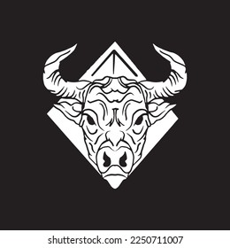 Vector Buffalo head logo vector hand made illustration