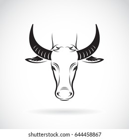 Vector of a buffalo head on white background. Wild Animals.