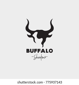 Vector Of Buffalo Head Shadow Logo