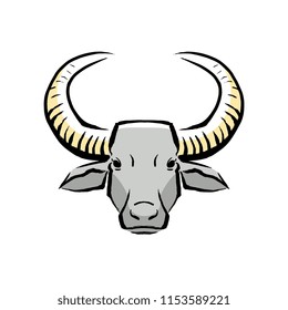 Vector Buffalo Illustration Isolated On White Background