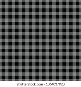 Vector buffalo plaid seamless repeat pattern with grey and black geometric squares. 