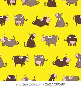 Vetor Buffalo sem emenda padrão plano de fundo para impressão tecido superfície Moda Wrapping