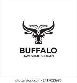vector buffalo simple mascot logo design vector illustration