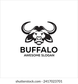 vector buffalo simple mascot logo design vector illustration