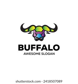 vector buffalo simple mascot logo design vector illustration