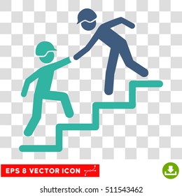 Vector Builder Business Help EPS vector pictograph. Illustration style is flat iconic bicolor cobalt and cyan symbol on a transparent background.