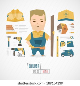 Vector builder character illustration