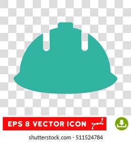 Vector Builder Helmet EPS vector pictograph. Illustration style is flat iconic cyan symbol on a transparent background.