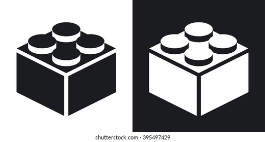 Vector Building Block Icon. Two-tone Version On Black And White Background