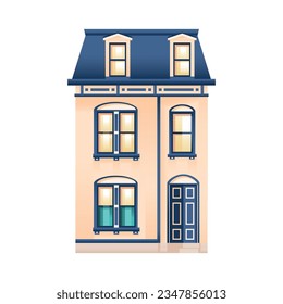 vector building cartoon art deco retro illustration isolated