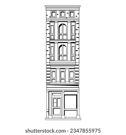 vector building cartoon line art illustration isolated