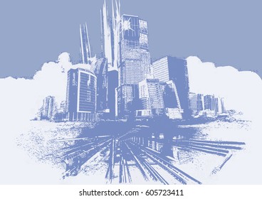 Vector, Building City  with  the  communication
