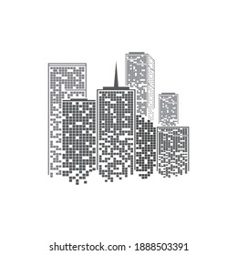 vector building City skyline at night illustration design