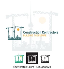 Vector Building Contractors Architecture, Construction Logo. Professional Business Company Branding Icon. Modern Graphic Design Symbol, Shape, Sign.