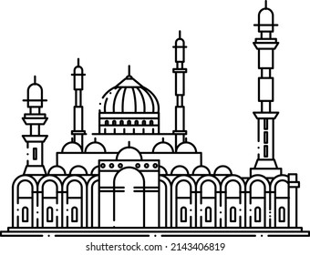 vector building dome and minaret mosque