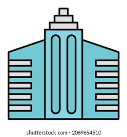 Vector Building Filled Outline Icon Design
