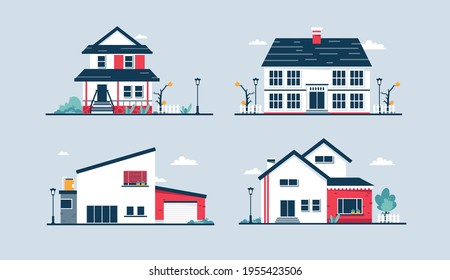 vector building house concept 4 bundle for poster, background, print, flyer and  reklame