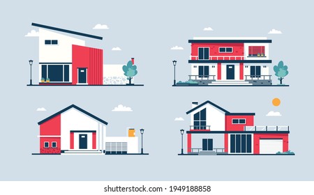 vector building house illustration bundle for poster, background, print