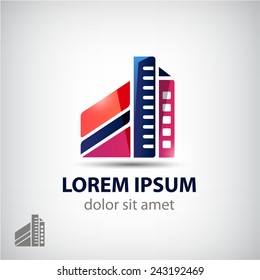 Icono del edificio del Vector, logotipo aislado. Casa de la empresa, propiedad, ciudad, identidad