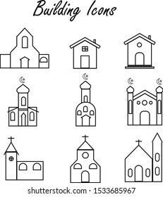 vector building icon on white background