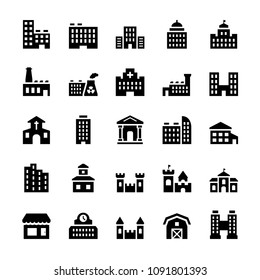 Vector building icons set in flat style.