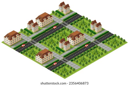 Vector building illustration of school university education of  elements architecture, home, construction, block and park