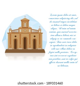 Vector Building Isolated On White Background With Space For Text