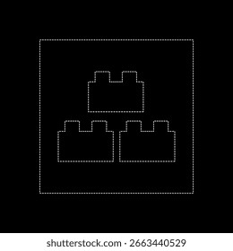 Pirámide de kit de construcción de Vector, línea de puntos color blanco
