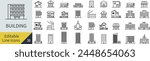 Vector Building Line Drawing Icon Set (Not Outlined)