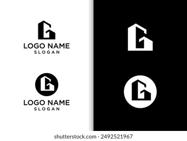 vector building logo with the initial letter G, modern building logo design.