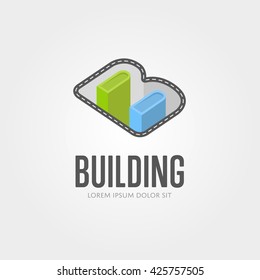 Vector Building logo. Letter B Symbol. City skyscrapers Sign. 