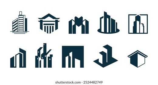 pacote de modelo premium de logotipo de construção de vetor