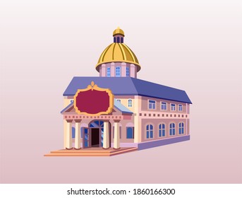 Vector of a building on purple background